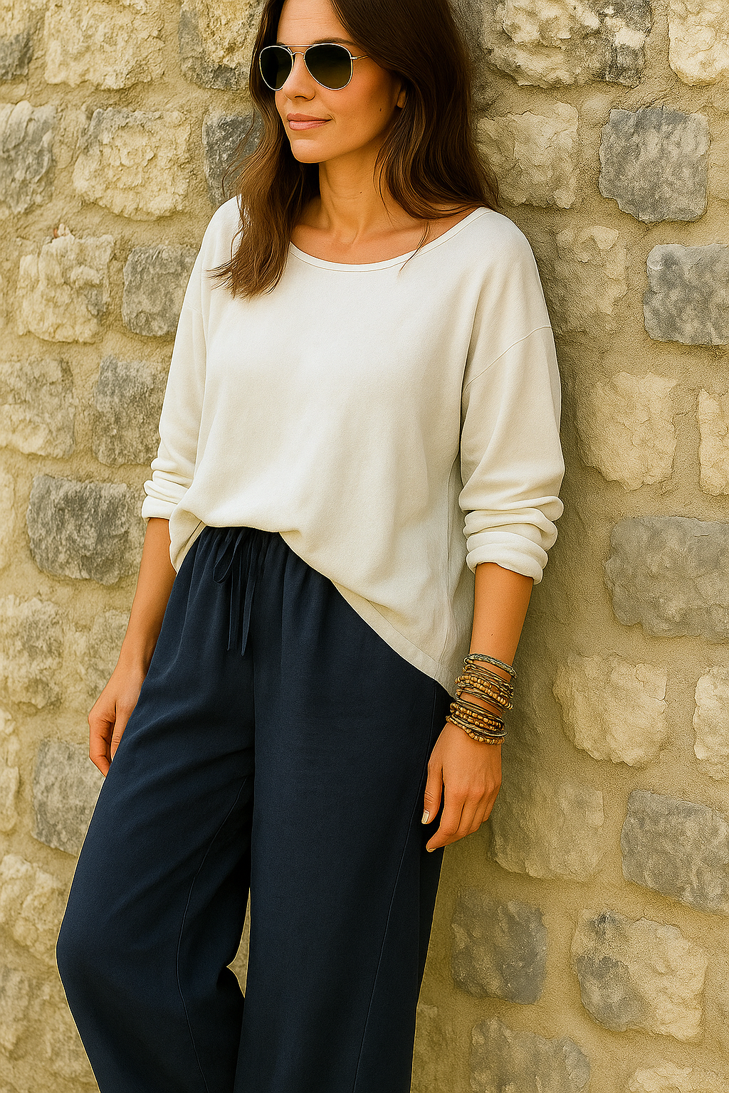 Wide-leg linen trousers