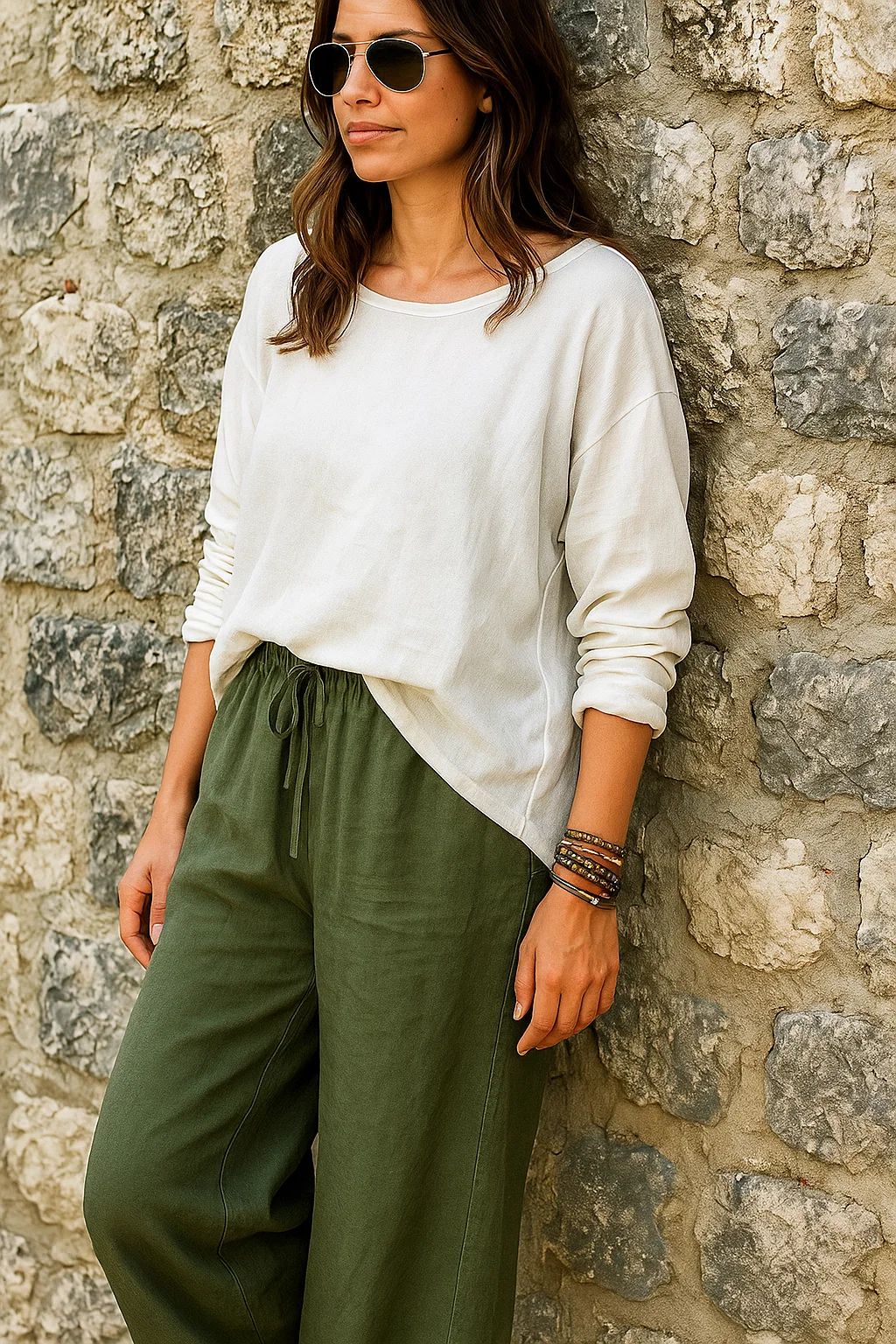 Wide-leg linen trousers