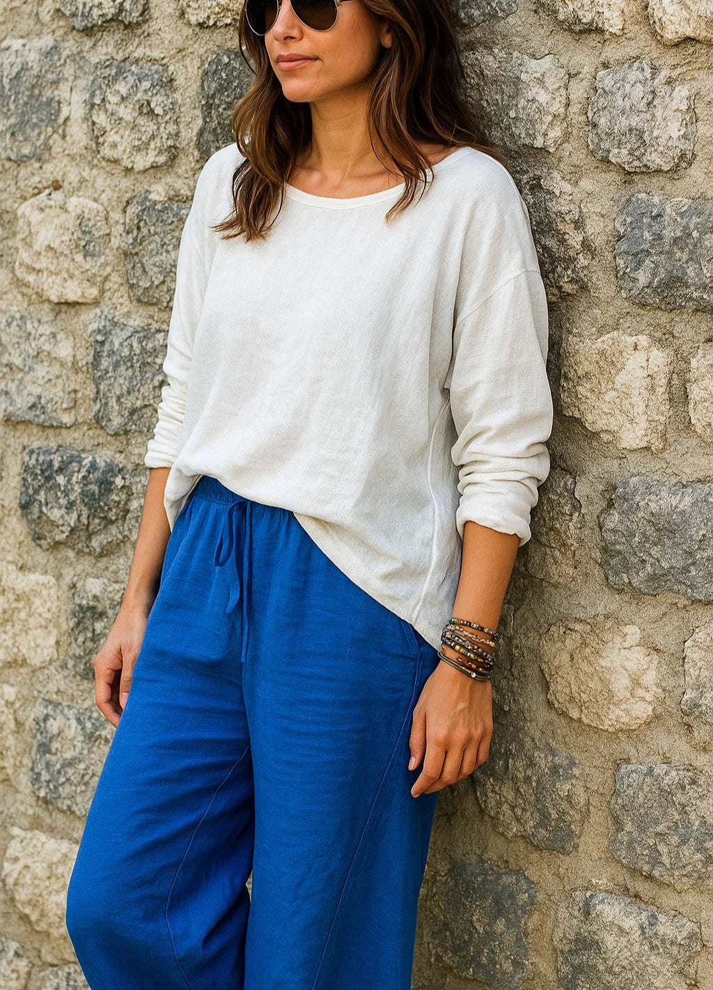 Wide-leg linen trousers