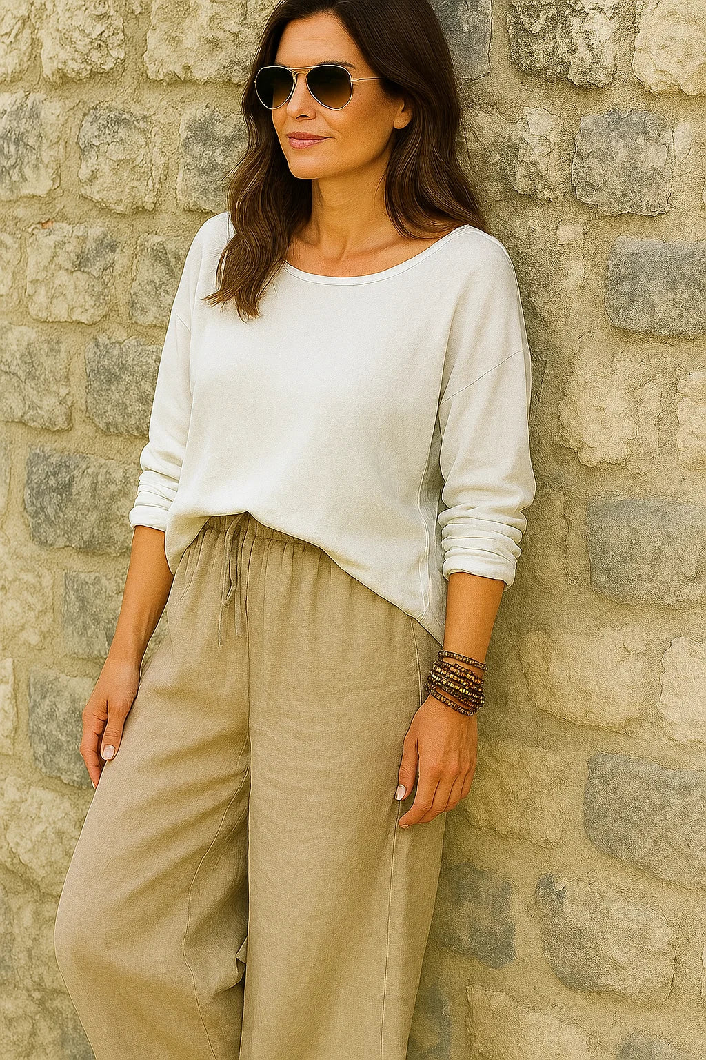 Wide-leg linen trousers