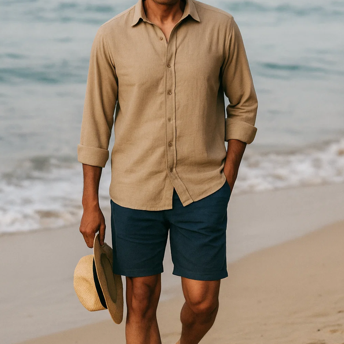 Linen shirt with long sleeves