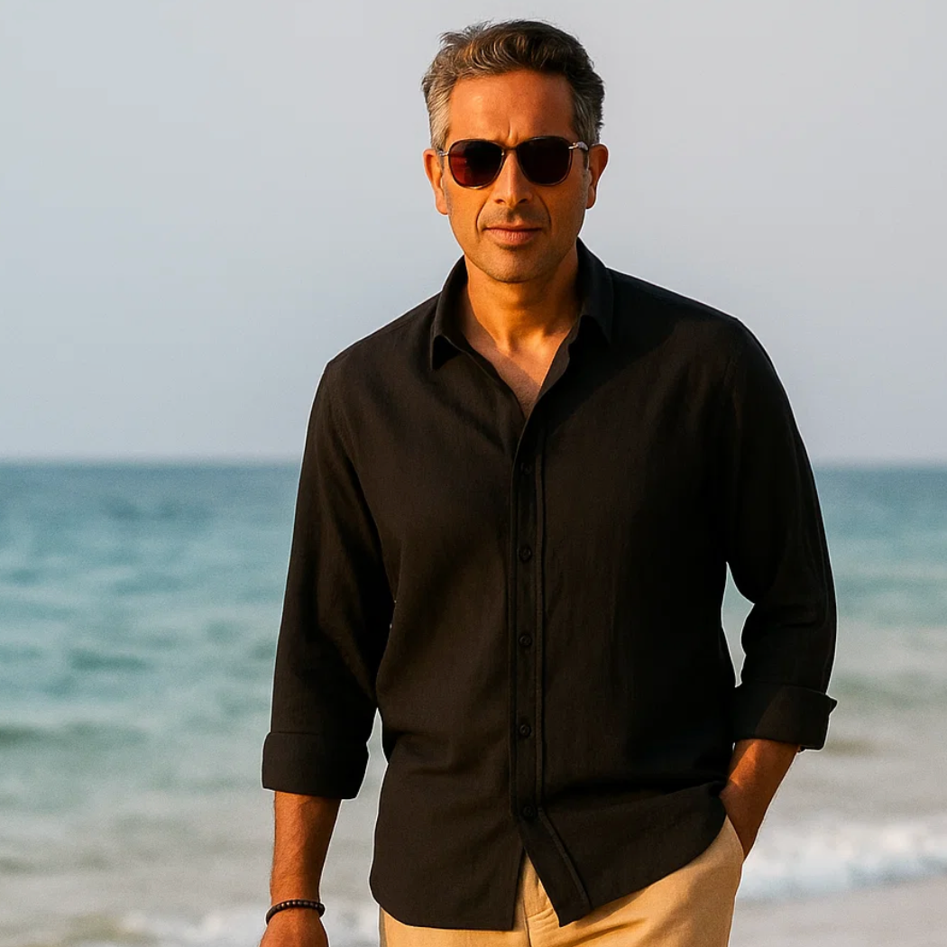 Linen shirt with long sleeves