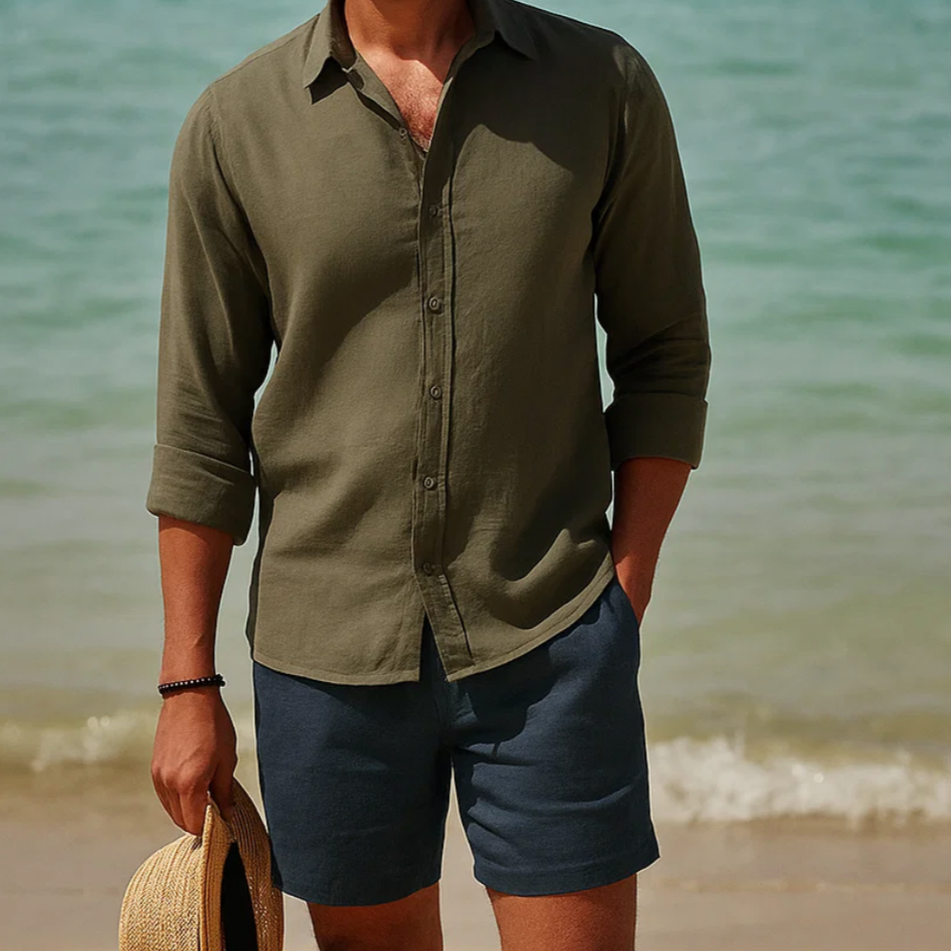 Linen shirt with long sleeves